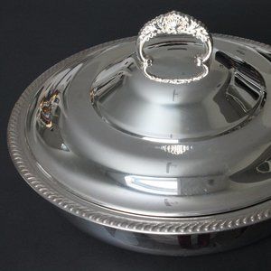 [RIDEAU PLATE] Lidded Silver Serving Tray with and Glass Dish